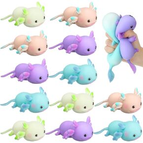 Meooeck 12 قطعة لعبة Axolotl لتخفيف التوتر ألعاب حيوانات صغيرة لتخفيف التوتر ألعاب لطيفة وممتعة للتوتر لأعياد الميلاد والكريسماس والمكتب وهدية تخزين (كلاسيكية)