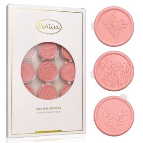 fsalisa 60pcs Wax Seal Stickers Wedding Invitation Envelope Seal Wax Stickers, Botanical Self Adhesive Seal Stickers for Christmas Invitations Cards Wine Packages Gift Wrapping (Antique Gold-A)