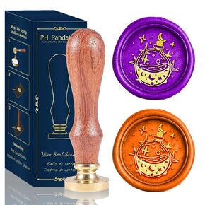 ph pandahall جرعة زجاجة الشمع ختم ختم لعيد الميلاد، 25mm الرجعية خمر ختم الشمع طوابع النحاس رئيس مع مقبض الخشب لعيد الميلاد تأثيري الطرف المغلفات بطاقات دعوة هدية الديكور