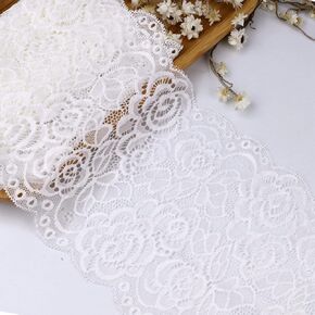 IDONGCAI White Lace Trim Elastic Lace Ribbon Stretch Lace Trim for Sewing Craft Lace 6 inch 5 Yards