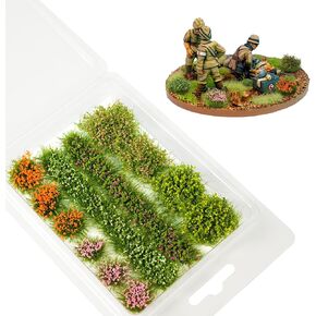 Warmtree 12 Pcs Miniature Colorful Flower Cluster Miniature Flowers Static Grass Tufts for Diorama Supplies Woodland Scenics Terrain Railway Scenery Table Landscape(Rose Red White)