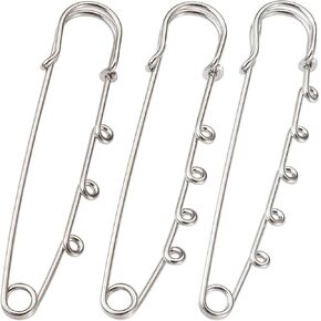 50pcs 3-Holes Iron Brooch Safety Pins Findings 5 Colors Heavy Duty Kilt Pins Brooch Findings for DIY Brooch Making Jewelry Making Quilting Sewing Crafts Clothing Costume Decor 2x0.59 Inch