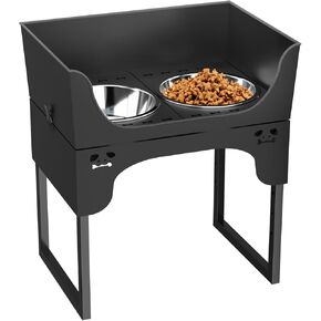 Elevated Dog Bowl Stand Stainless Steel with Adjustable Height, Includes 2 Stainless Steel Food and Water Bowls for Small, Medium, and Large Dogs…