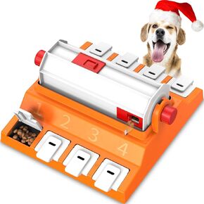 Dog Puzzle Toys Treat Dispenser - IQ Training Dog Food Puzzle Feeder, Indestructible Interactive Pet Mentally Stimulating Toy for Small Medium Large Dogs, Orange