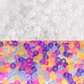 Miraclekoo UV Beads Scientific Multi Color Changing Bead UV Reactive Plastic Luminous Pony Beads,Fun for Jewelry/Bracelets Making,1000 Pcs