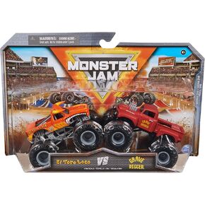 Monster Jam, Official El Toro Loco Vs. Grave Digger Die-Cast Monster Trucks, 1:64 Scale, Kids Toys for Boys Ages 3 and up