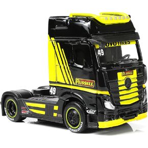1/64 Scale International Lonestar Heavy Truck Model Semi Trailer Head Toy Alloy Metal Diecast Tow Traktor Toy Gift Classic Auto Model Collection for Kid Boy Men Adult (Yellow)