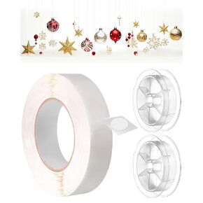 1000 Pcs Balloon Glue Points with 2 Rolls Clear Fishing Wire, Double Sided Dots Removable Acrylic Adhesive Thick Point Tape for Balloon Garland Christmas Wedding Hanging Crafts Decorations