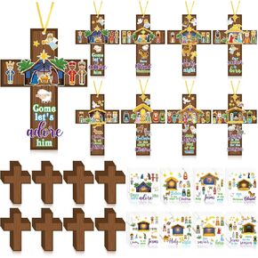 48 Set Easter Cross Craft Kit Religious DIY Paper Crafts Make Your Own Hanging Ornament for Sunday School VBS Church Classroom Art Project Home Activities (Easter, Classic)
