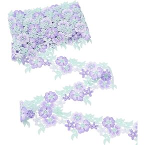 IDONGCAI Floral Lace Trim Vintage Flowers Embroidered Edge Lace Trim Ribbon for Sewing 3 Yards Purple