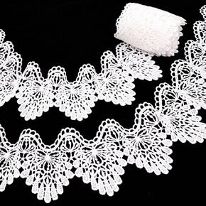 AIETSYEI Venice Lace Trim White Lace Ribbon Wave Bending Lace Trim Embroidered Edge Sewing for Crafts Wedding Applique Home Decor (White) in Kuwait