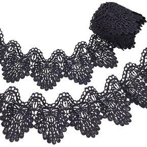 AIETSYEI Venice Lace Trim White Lace Ribbon Wave Bending Lace Trim Embroidered Edge Sewing for Crafts Wedding Applique Home Decor (White)