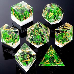 Sharp Edge Dice Mountain D&D Dice, 7 Piece RPG Polyhedral Dice Set, DND Dice Set for Dungeons and Dragons Role Playing Games Snow White Mountain