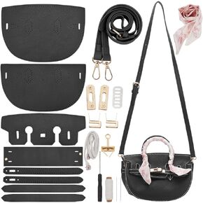 WADORN DIY Imitation Leather Crossbody Bag Kits, DIY Shoulder Bag Making Set Lady DIY Faux Leather Handbag Making Kit for Handmade Craft Bag Making Accessories, Black