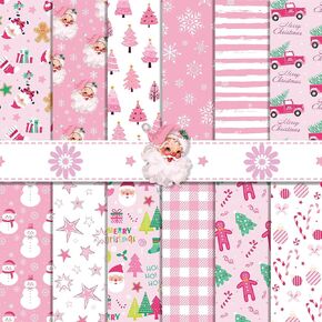 VIVIQUEN 24 Pack Christmas Double-Sided Paper, 12-inches Classic Red Green Textured Scrapbook Paper Xmas Craft Paper Folded Flat for DIY Background Card Making Scrapbook Photo Album Decor