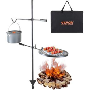 VEVOR Folding Campfire Grill, Heavy Duty Steel Mesh Grate, 18" Portable Camping Grates Over Fire Pit, Camp Fire Cooking Equipment with Legs Carrying Bag, Grilling Rack for Outdoor Open Flame Cooking in Saudi Arabia