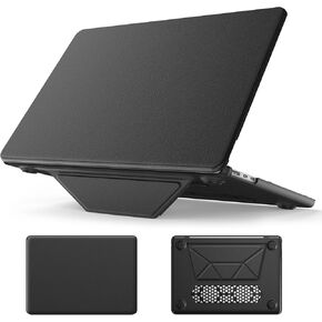 MEEgoodo for M3 MacBook Air 13.6 inch Case 2024 2022, Kickstand Cover Fit Model A3113 A2681 M3 M2,PU Leather Case for M2 13 inch Laptop, Hard Shell with TPU Keyboard & Webcam Cover & OTG Adapter,Black