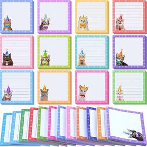 12 Pack Cat Sticky Notes Small to Do List Notepad Funny Cute Note Pads Kitty Sticky Notes Cat Theme Self Stick Note Pads Memo Pads for Office School Supplies, 600 Sheets in Total (Vivid)