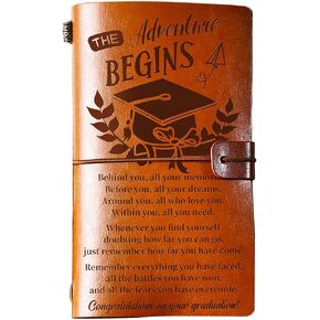PRSTENLY Graduation Gifts Leather Journal, Graduation Gifts for Her Him 140 Page Refillable Journal, High School University College Graduation Gift Ideas for Women Men