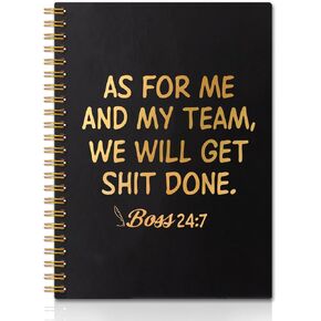 As For Me And My Team, We Will Gold Foil Hardcover 160 Pages Spiral Notebooks, Funny Boss Day Gift For Men Women, Thank You Boss Gift, Going Away Gift for Boss Mentor Leader, Unique Office Gift