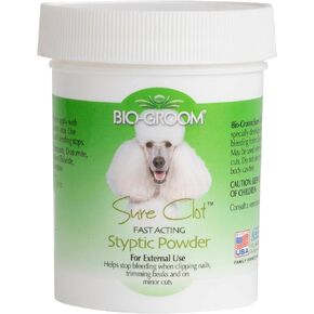 Bio-Groom Sure Clot Styptic Powder for Dogs - Stops Bleeding Nails, Fast Acting, Dog Grooming Supplies, Cruelty-Free, Made in USA, First Aid for Dogs - 1.5 oz 1-Pack