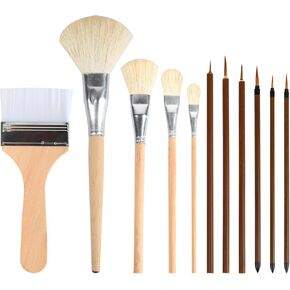 11 Psc Wool Pottery Glaze Brushes, Precision Detailing for Painting, Soft Durable Wool Bristles, Easy to Clean Hake Brushes, Versatile Sizes Ceramic Tools