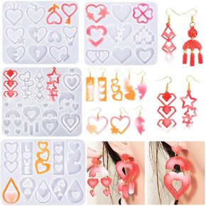4 Set Earrings Molds, Love Theme Earring Resin Molds with Heart Silicone Earring Mold for DIY Earring Jewellery Making Handicraft