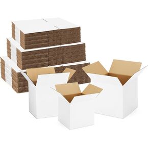 Assorted-Sizes-Shipping-Boxes-45-Pack: 4x4x4 & 5x5x5 & 6x6x6 Small-Shipping-Boxes-Mailers, White Corrugated-Cardboard-Boxes-for-Packing-Small-Business Mailing