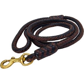 BlazingPaws® Elegania 6 Ft Premium Leather Dog Leash for Large Dogs, Luxury Braided Show Leash, Top Grain Leather Lead (Red/Black, 6 Ft)