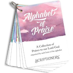 Alphabet of Praise Bible Verse Cards - Attributes of God Scripture Cards - Christian Devotionals for Women - Portable Bible Flash Cards - ABC Prayer Cards Organized by Letter from A to Z