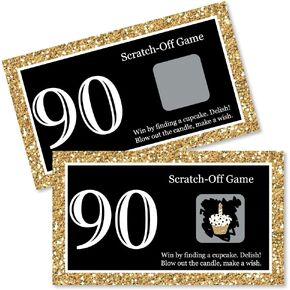 Big Dot of Happiness Adult 90th Birthday - Gold - Birthday Party Game Scratch Off Cards - 22 Count