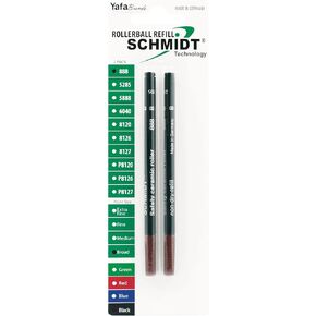 Schmidt 888 Technology Ceramic Rollerball Plastic Tube Refill Broad Point 1.0mm, Black, 2 Pack Blister (SC58113)