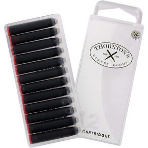 Thornton's Luxury Goods Short Standard International Fountain Pen Ink Cartridges, Pack of 12 (Oxblood)