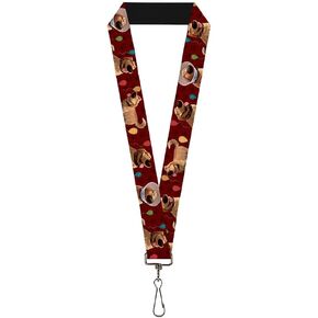 Buckle Down Lanyard-1.0-Dug 4-Poses/Balloons/paw Print Reds
