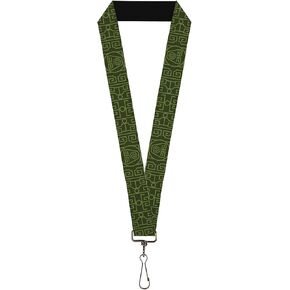 Nickelodeon Lanyard, Avatar Last Airbender Earth Element Symbol Black Olive Green, Elastic
