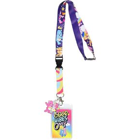 Care Bears Breakaway ID Lanyard Multi Character Card and 2" Plastic Pendant for Keys Keychain Wallet Cheer Bear and Grumpy Bear