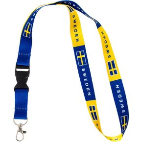 Desert Cactus Country of Sweden Lanyard Flag Car Keys ID Badge Holder Keychain Souvenir Swedish Detachable Breakaway Snap Buckle (Lanyard)
