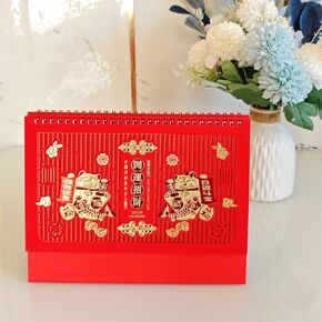 KYMY Chinese Desk Calendar Monthly, 2025 Year of The Snake Academic Calendar, Chinese Culture Traditional Standiing Desktop Calendar, 2025 New Year Desk Schedules Planner for Home Office Accessory 台历