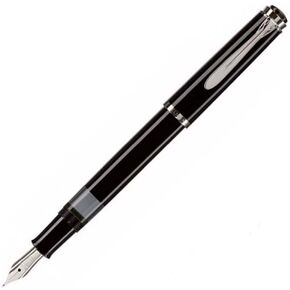 Pelikan Classic M205 Black Fountain Pen in Silver Gift Box, Fine Nib, 1 Set Each (972075)