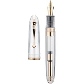 Jinhao 9019 قلم حبر سلسلة داداو شفاف النبيذ الأحمر الذهب تقليم #8 نقطة غرامة محول كبير أداة الكتابة السلس