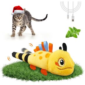 Gigwi Interactive Catnip Cat Toys, Electronic Flopping Toys Motion Activated, Automatic Moving Cat Toys for Indoor Cats, USB Rechargeable Cat Enrichment Toy Self Play for Hunting and Kicker, Lizard