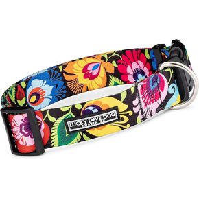 طوق Lucky Love Dog بعرض 1.5 بوصة، طوق مثالي للكلاب ذات الرؤوس والرقبة الأكبر (Blackbird، Large)