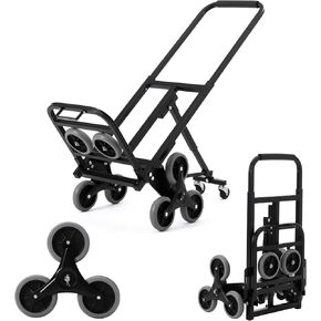 Stair Climbing Cart, 330 LB Climber Hand Truck Dolly with Adjustable Handle, Portable Folding Dolly Cart for Stairs, Stair Climbing Dolly Hand Carts with 10 Wheels for Shopping Moving Office Use