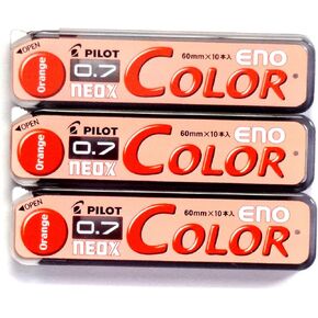 Pilot Color Mechanical Pencil Lead Eno, 0.7mm, Orange, 10 Lead ×3 Pack/total 30 Leads (Japan Import) [Komainu-Dou Original Package]