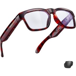 OhO Smart Glasses,Safety Glasses with Bluetooth Speaker,Indoor/Outdoor UV Protection and Voice Control,Unisex(Blue Light Lens)