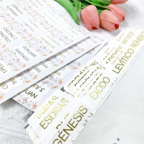 Spanish Bible Tabs, Separadores De Biblia En Espaol, Laminated Bible Tabs for Women and Men, Bible Tabs in Spanish, New & Old Testament Tabs (66 Tabs and 14 Blank Tabs)