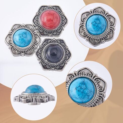 GORGECRAFT 21 Sets Turquoise Buttons Screw Back Buttons 3 Colors Western Style Buds Daisy Button Sunflower Decorative Buckle Vintage Flower Replacement Buckle for DIY Leather Craft Bags Decor in Saudi Arabia