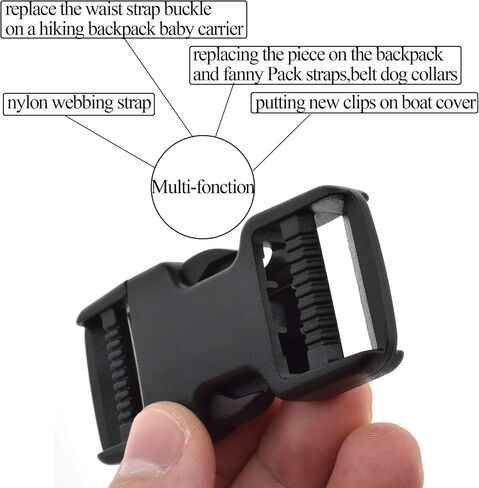 SGH Pro Quick Side Release Buckles 1" Wide Dual Adjustable No Sewing Upgrade Extra Thick Extra Long Fit Thicker Strap 4 Pack Clips Snaps Heavy Duty Plastic for Nylon Webbing Strap Boat Cover Backpack in Kuwait