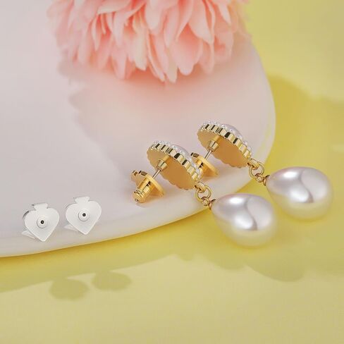 Earring Backs Replacements, Hypoallergenic 14k Gold Bullet Locking Earring Backs for Studs/Droopy Ears, Secure Locking Backing for Sensitive Ears (Silver 2pairs) in Saudi Arabia
