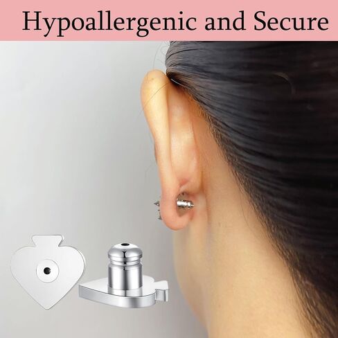Earring Backs Replacements, Hypoallergenic 14k Gold Bullet Locking Earring Backs for Studs/Droopy Ears, Secure Locking Backing for Sensitive Ears (Silver 2pairs) in Saudi Arabia